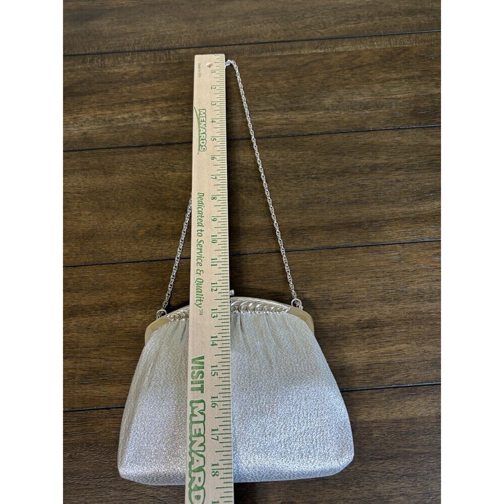 Vtg Mid Century HL USA Harry Levine Silver Metallic Clutch Purse - Picture 3 of 9